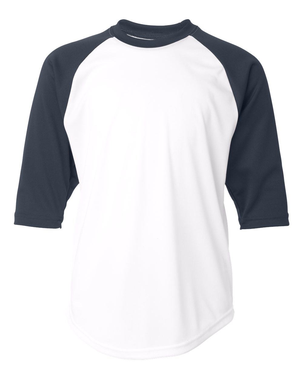 Badger Youth B-Core Three-Quarter Sleeve Baseball T-Shirt. 2133 - White/ Navy