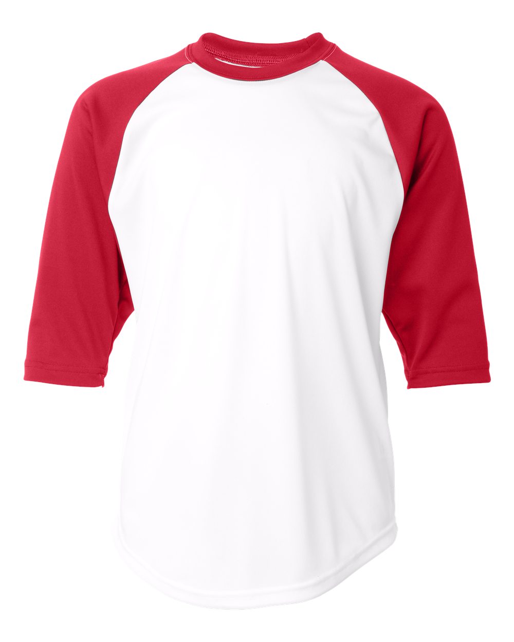 Badger Youth B-Core Three-Quarter Sleeve Baseball T-Shirt. 2133 - White/ Red
