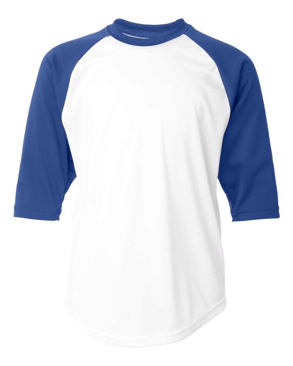Badger Youth B-Core Three-Quarter Sleeve Baseball T-Shirt. 2133 - White/ Royal