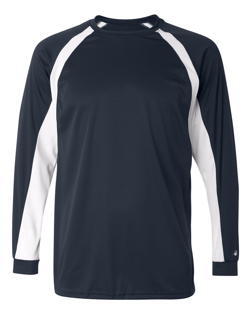 Badger Men's B-Core Hook Long Sleeve T-Shirt. 4154 - Navy/ White