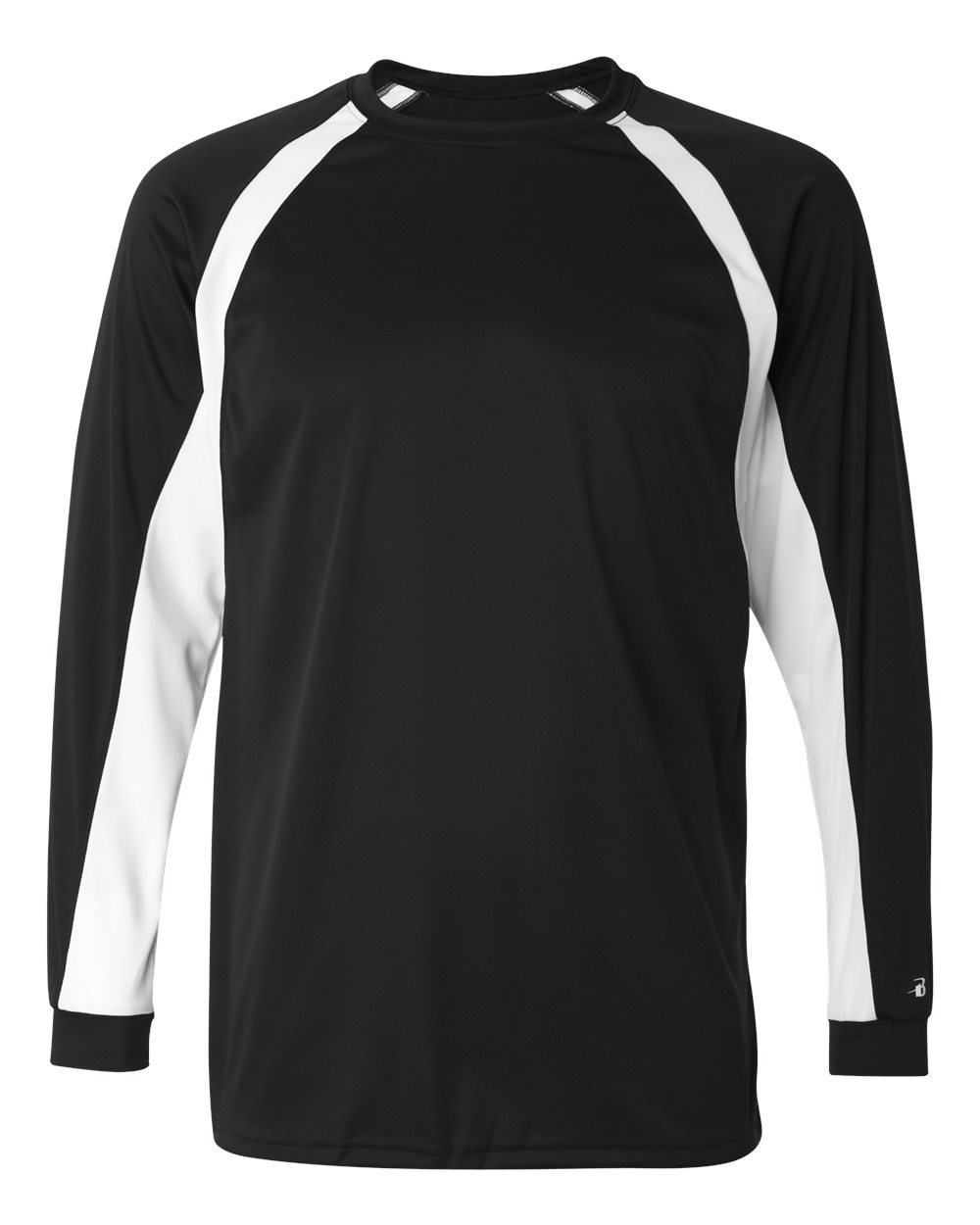 Badger Men's B-Core Hook Long Sleeve T-Shirt. 4154 - Black/ White