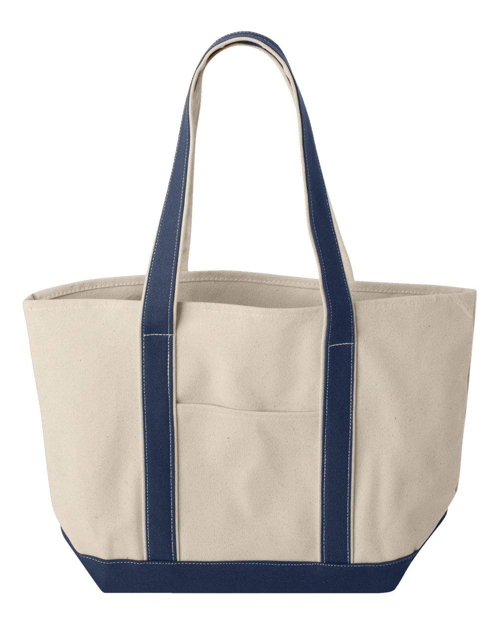 Liberty Bags Windward Large Cotton Canvas Classic Resort Tote. 8871 - Natural/ Navy