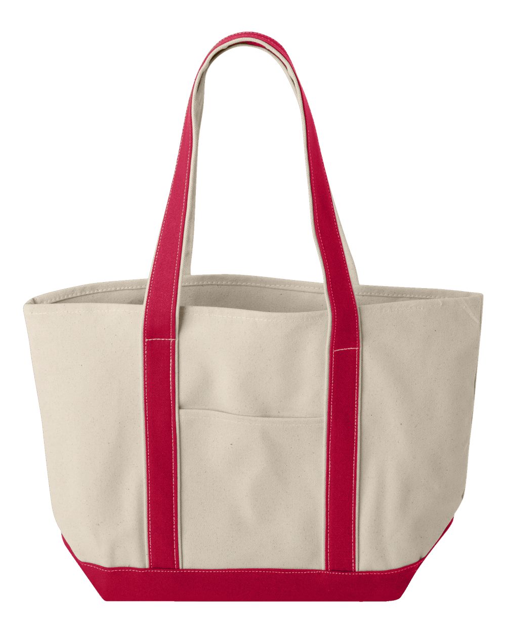 Liberty Bags Windward Large Cotton Canvas Classic Resort Tote. 8871 - Natural/ Red