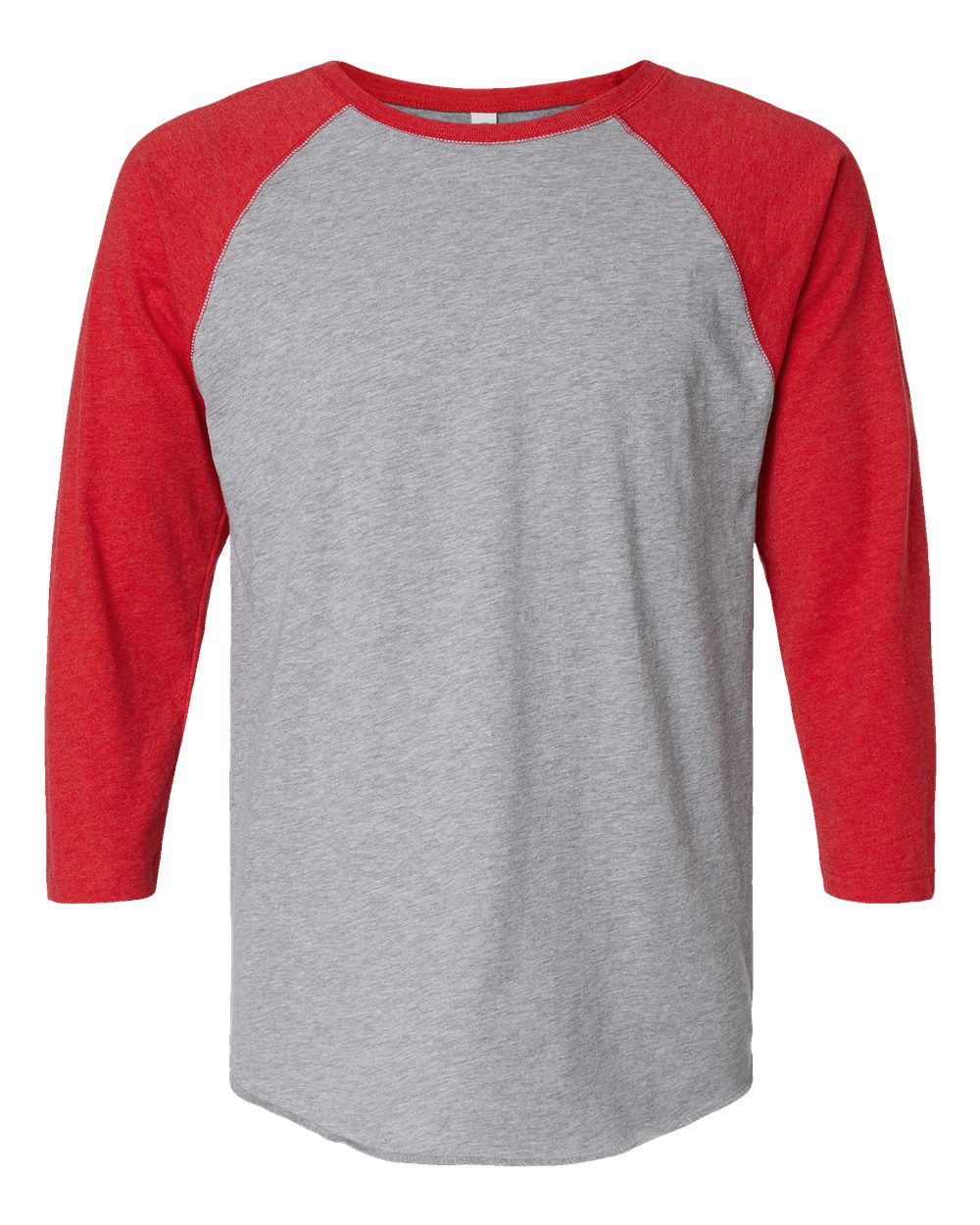 LAT Unisex Baseball Fine Jersey Three-Quarter Sleeve Tee. 6930 - Vintage Heather/ Vintage Red