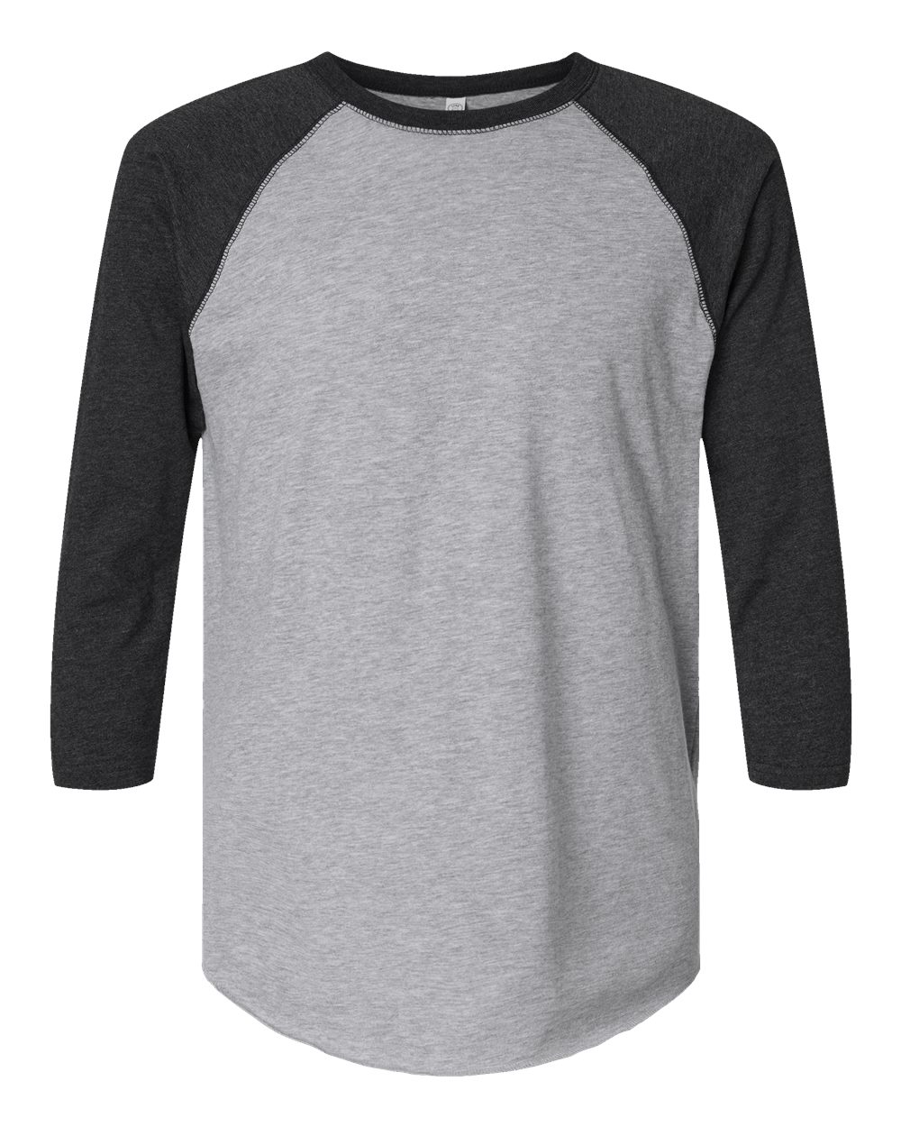 LAT Unisex Baseball Fine Jersey Three-Quarter Sleeve Tee. 6930 - Vintage Heather/ Vintage Smoke