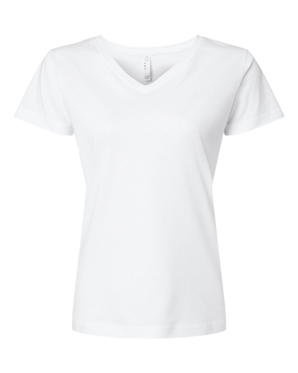 LAT Women's Fine Jersey V-Neck Tee. 3507 - White