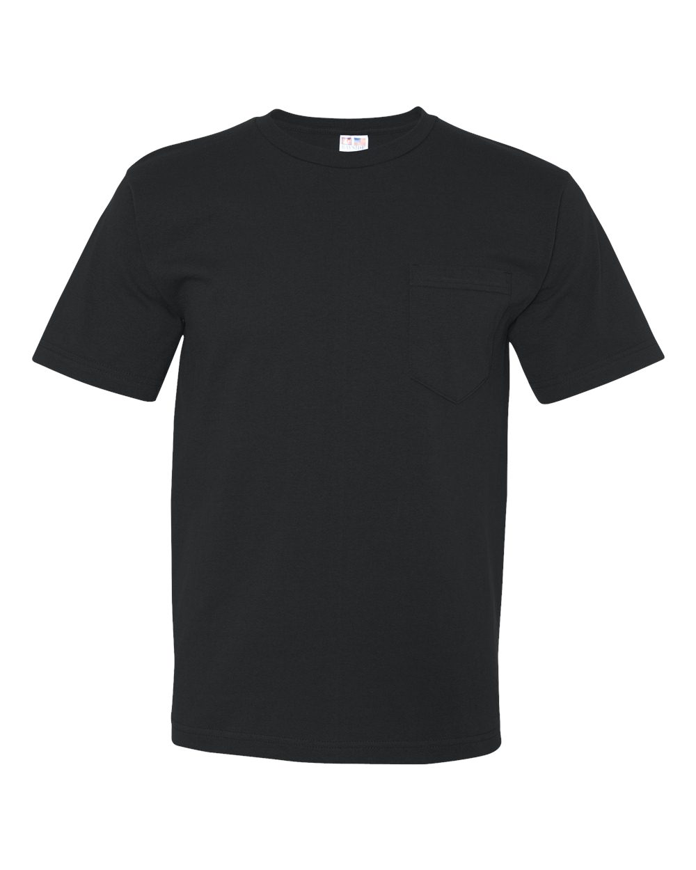 Bayside Unisex USA-Made Midweight Pocket T-Shirt. 5070 - Black