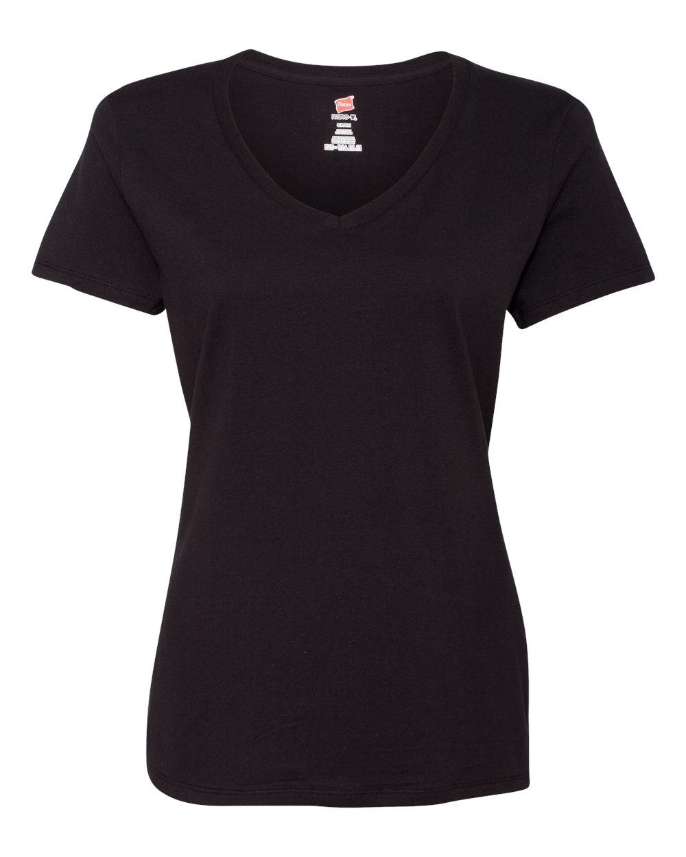 Hanes Women's Perfect-T V-Neck T-Shirt. S04V - Black