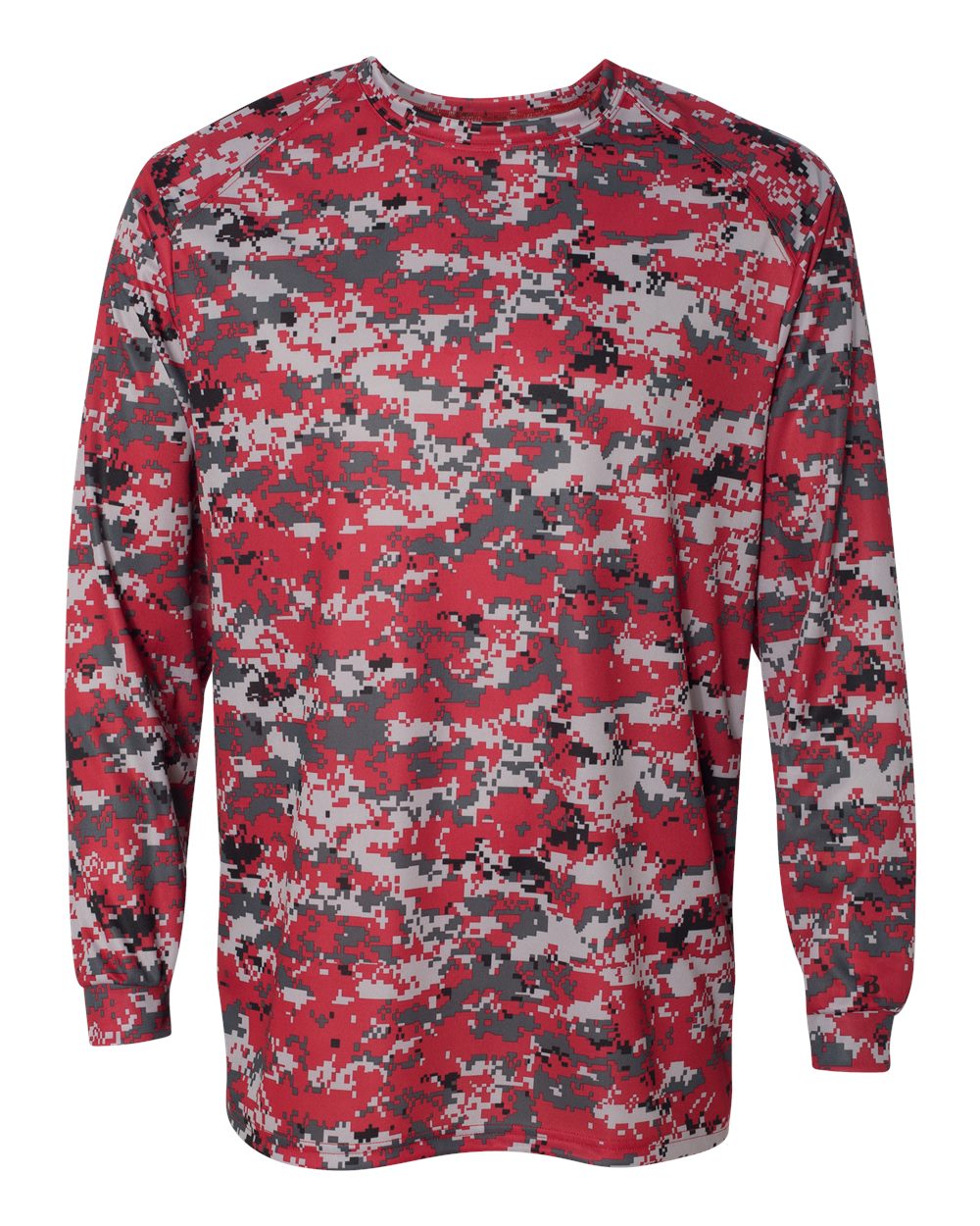 Badger Men's Digital Camo Long Sleeve T-Shirt. 4184 - Red Digital