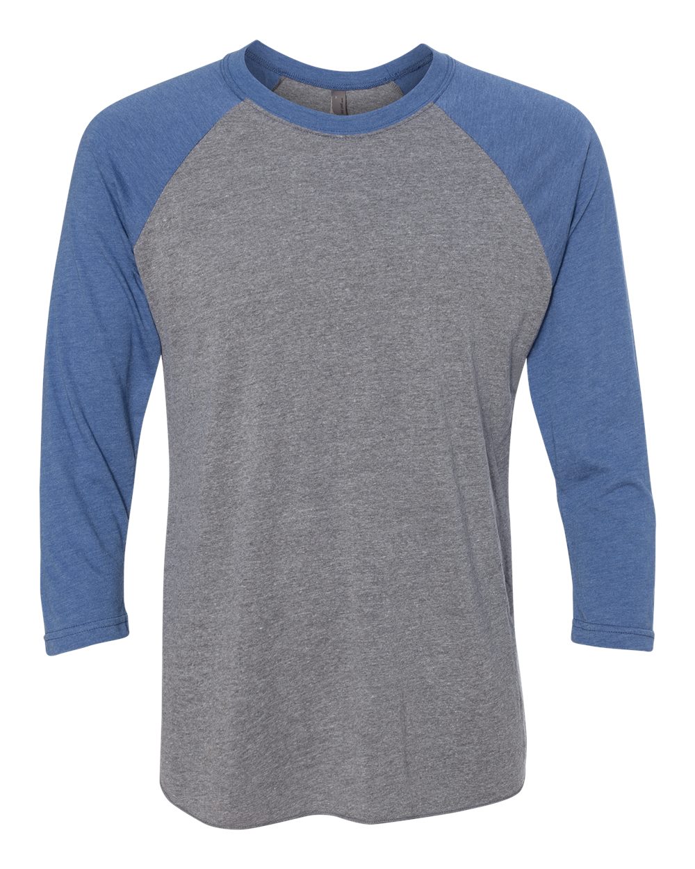 Next Level Unisex Triblend Three-Quarter Raglan Tee. 6051 - Vintage Royal Sleeves/ Premium Heather Body