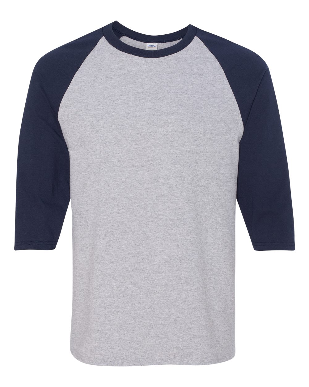 Gildan Unisex Heavy Cotton™ Raglan Three-Quarter Sleeve T-Shirt. 5700 - Sport Grey/ Navy