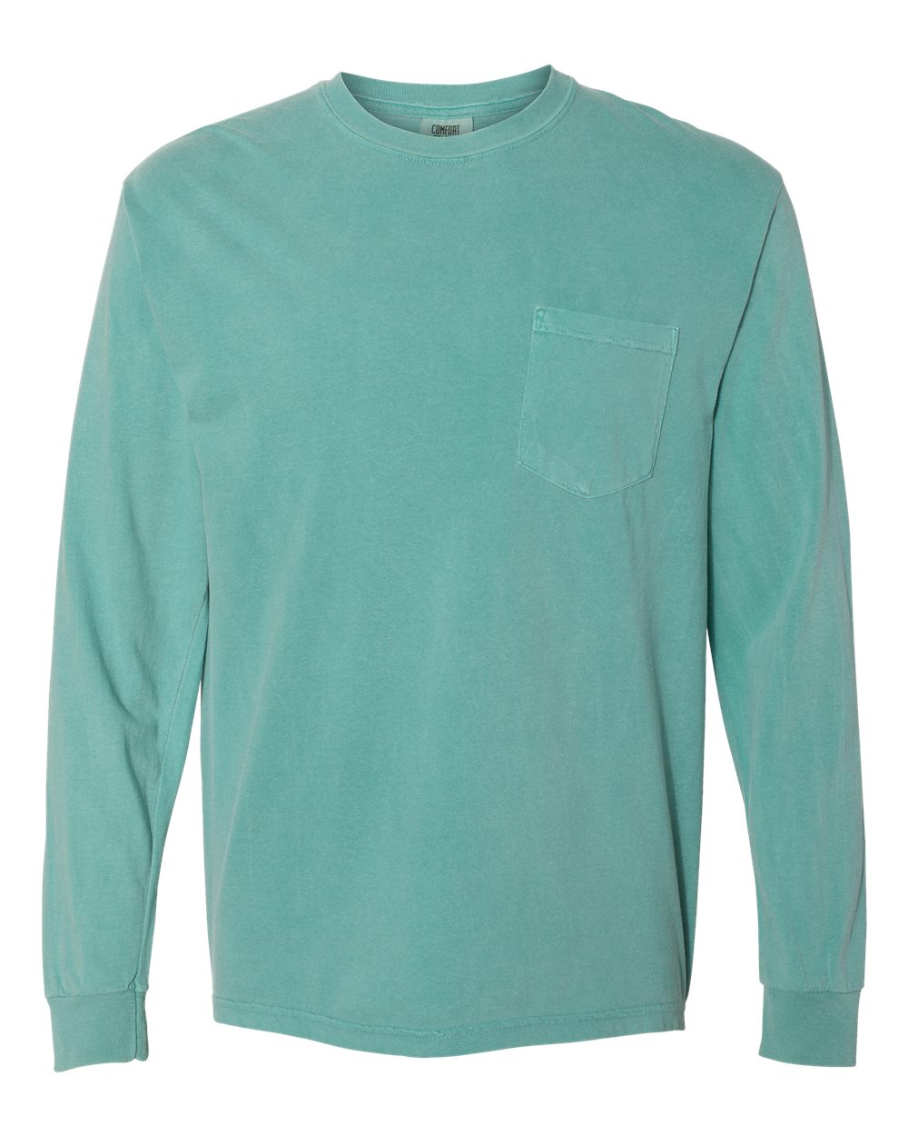 Comfort Colors Unisex Garment-Dyed Heavyweight Long Sleeve Pocket T-Shirt. 4410 - Seafoam