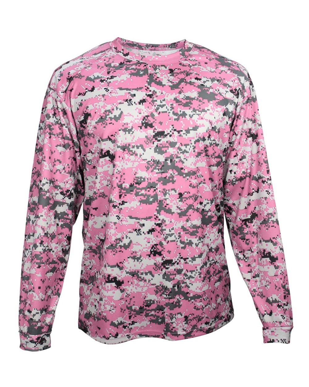 Badger Men's Digital Camo Long Sleeve T-Shirt. 4184 - Pink Digital