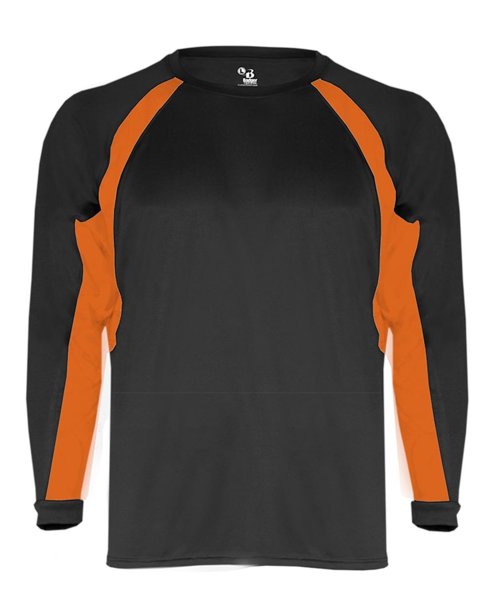 Badger Youth B-Core Hook Long Sleeve T-Shirt. 2154 - Black/ Burnt Orange