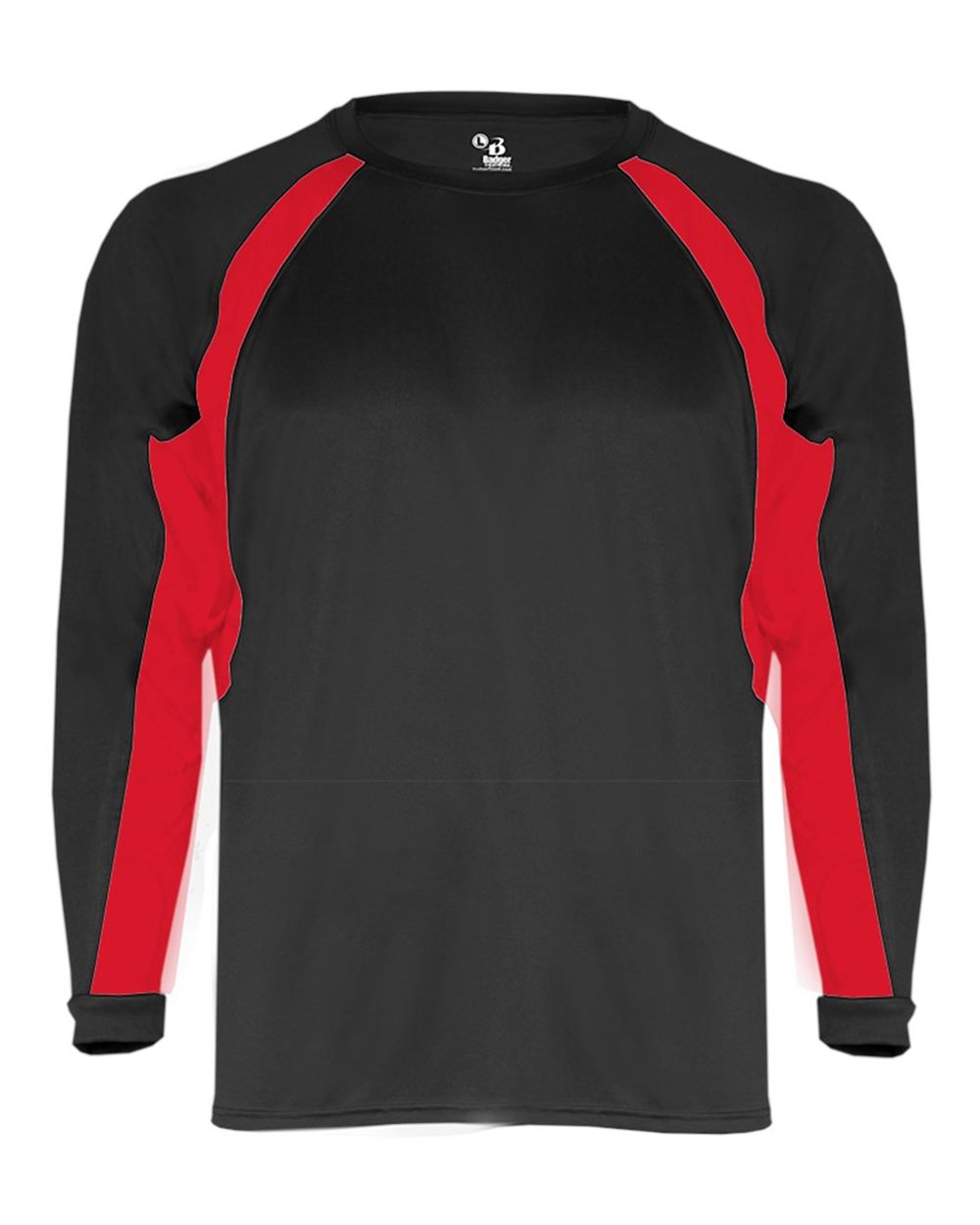 Badger Youth B-Core Hook Long Sleeve T-Shirt. 2154 - Black/ Red