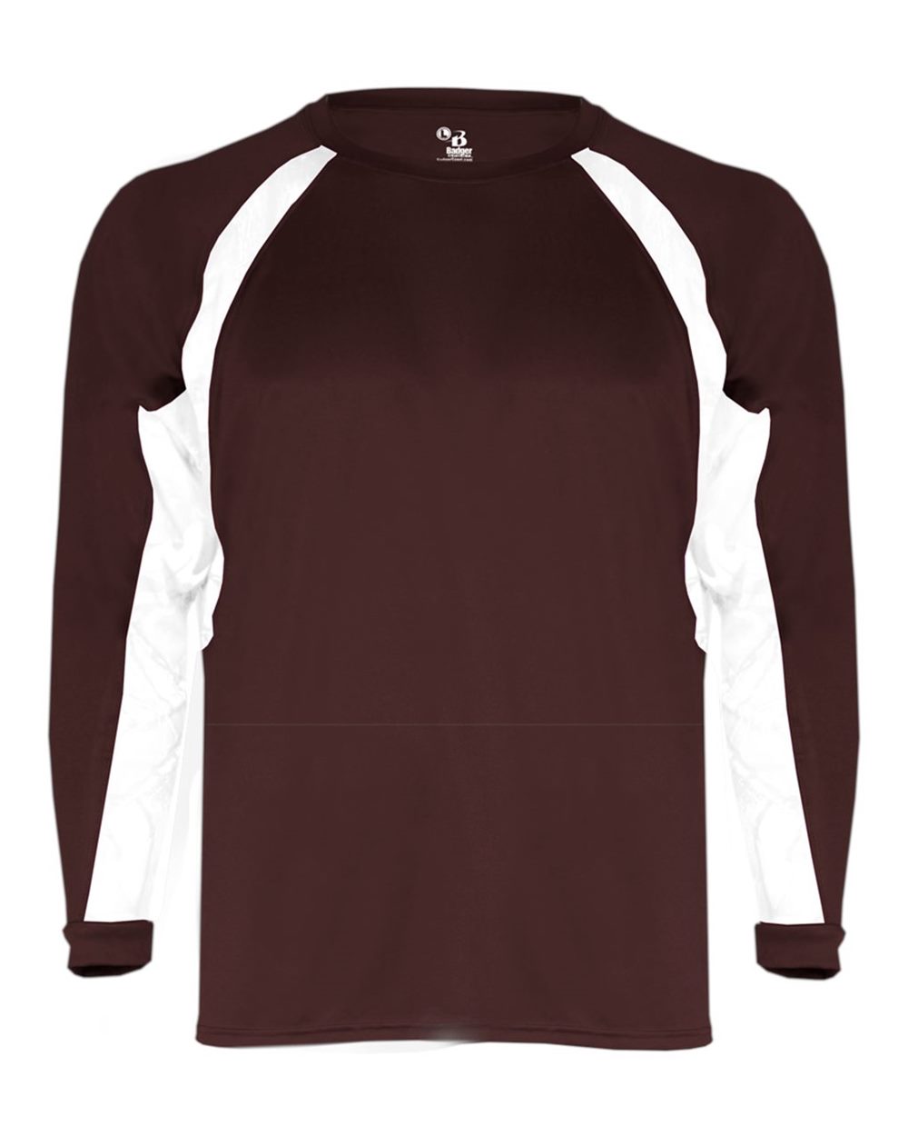 Badger Youth B-Core Hook Long Sleeve T-Shirt. 2154 - Maroon/ White