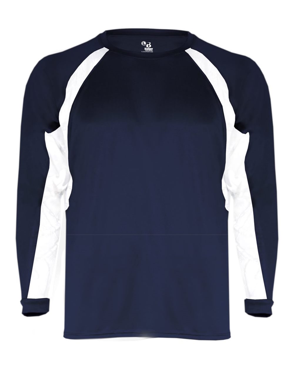 Badger Youth B-Core Hook Long Sleeve T-Shirt. 2154 - Navy/ White