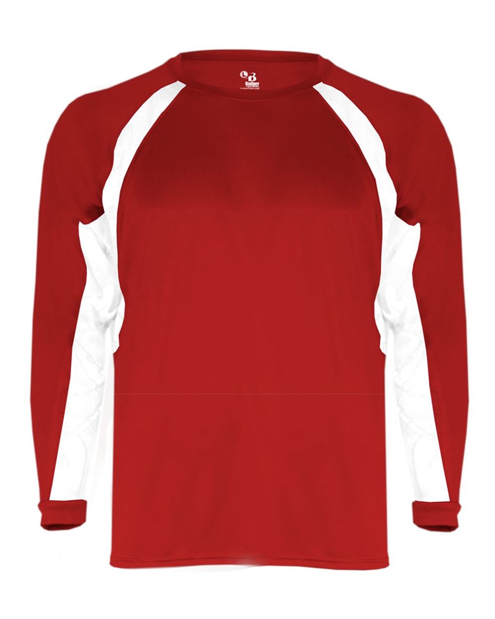 Badger Youth B-Core Hook Long Sleeve T-Shirt. 2154 - Red/ White