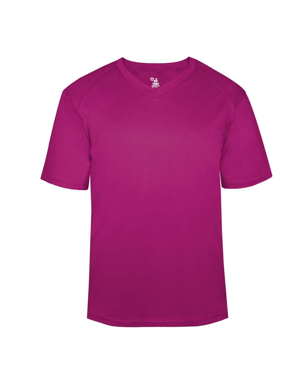 Badger Youth B-Core V-Neck T-Shirt. 2162 - Hot Pink