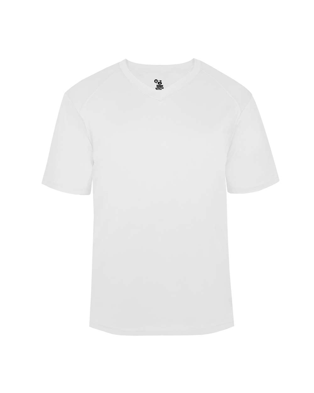 Badger Youth B-Core V-Neck T-Shirt. 2162 - White