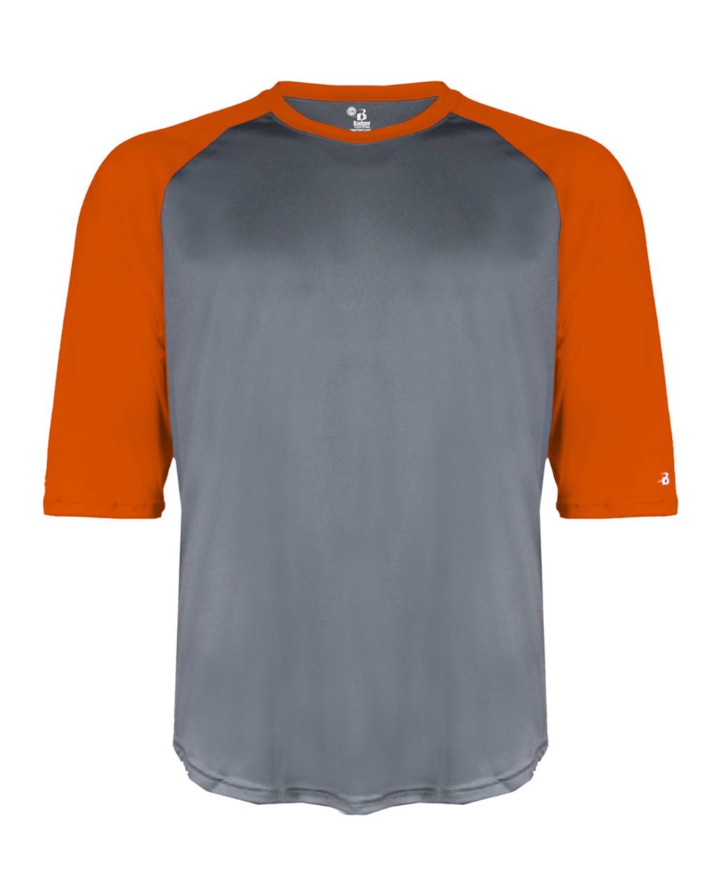 Badger Men's B-Core Three-Quarter Sleeve Baseball T-Shirt. 4133 - Graphite/ Burnt Orange