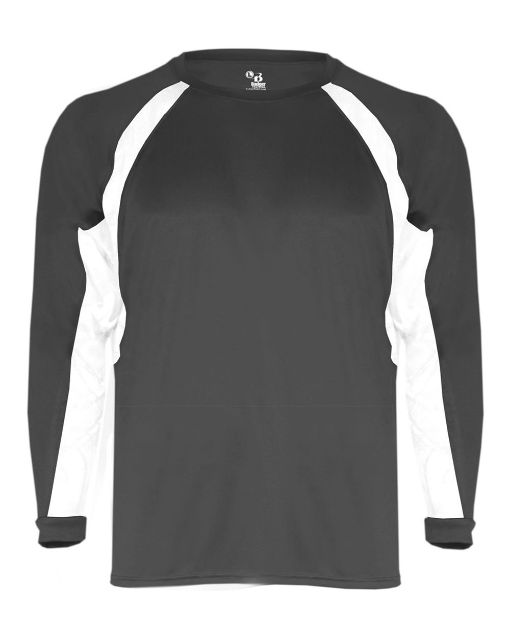 Badger Men's B-Core Hook Long Sleeve T-Shirt. 4154 - Graphite/ White