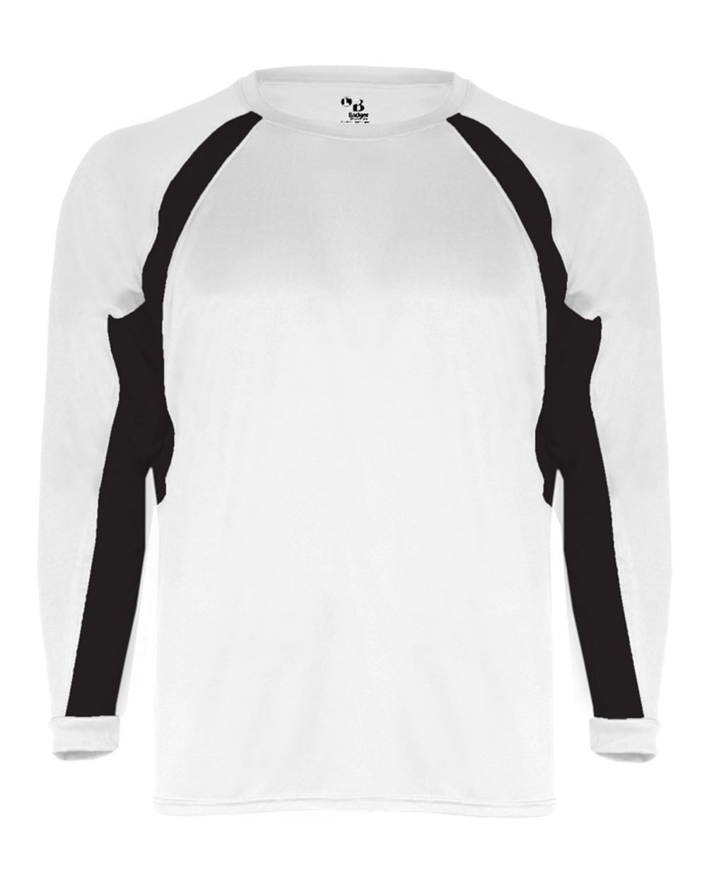 Badger Men's B-Core Hook Long Sleeve T-Shirt. 4154 - White/ Black