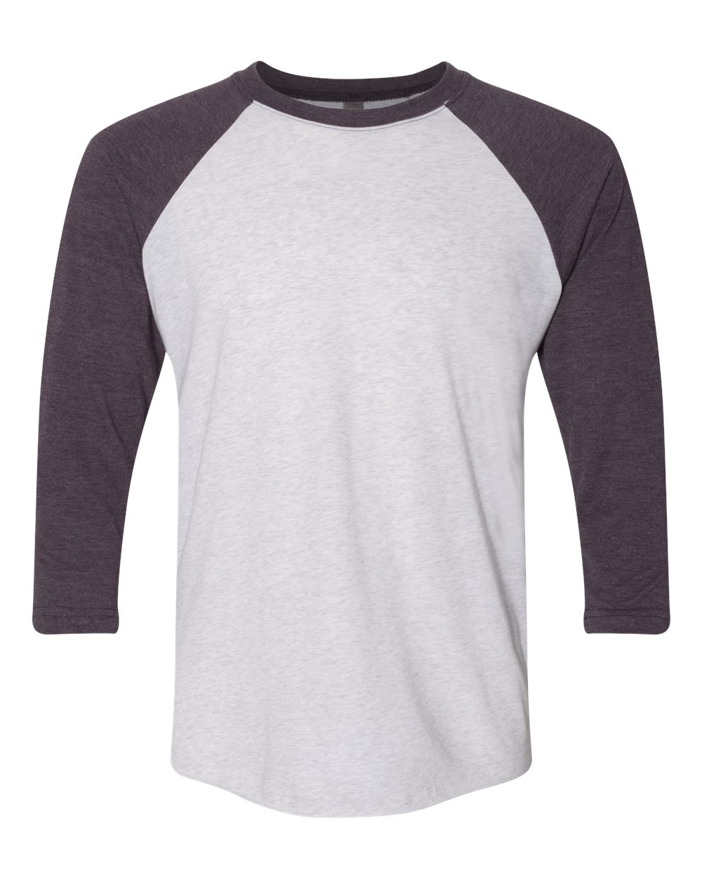 Next Level Unisex Triblend Three-Quarter Raglan Tee. 6051 - Vintage Purple Sleeves/ Heather White Body