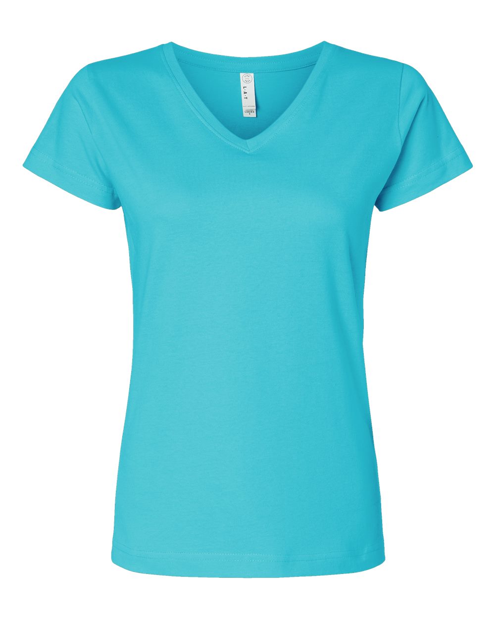 LAT Women's Fine Jersey V-Neck Tee. 3507 - Caribbean