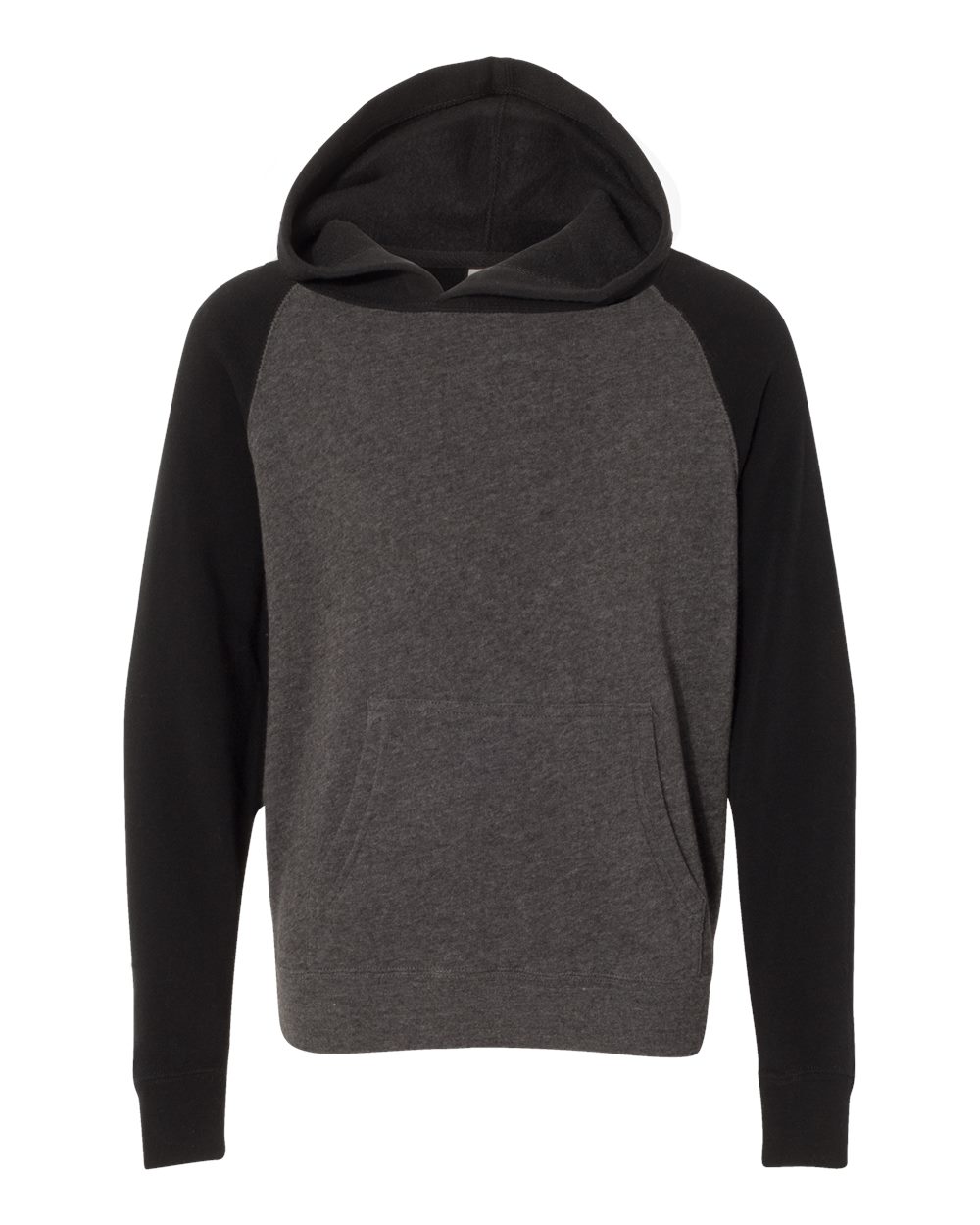 Independent Trading Co. Youth Lightweight Special Blend Raglan Hooded Sweatshirt. PRM15YSB - Carbon/ Black