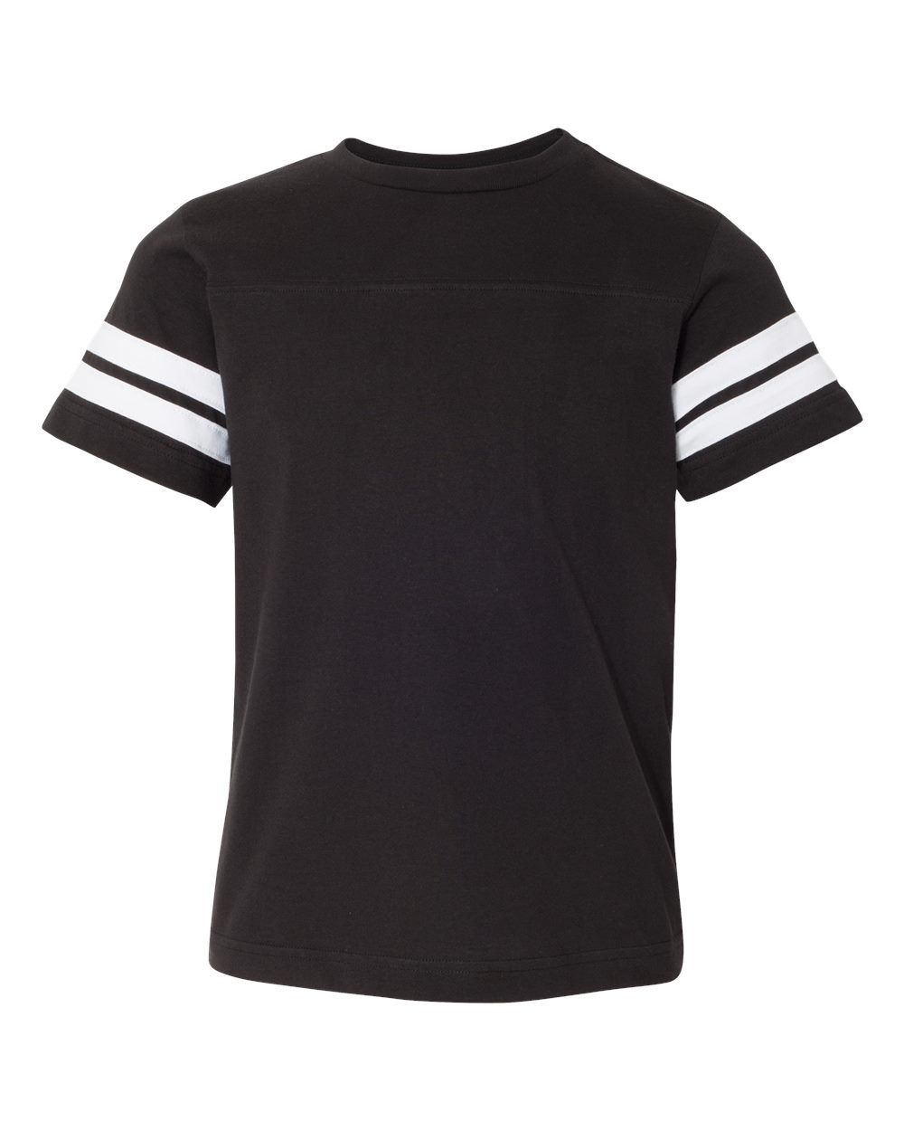 LAT Youth Football Fine Jersey Tee. 6137 - Black Solid/ White