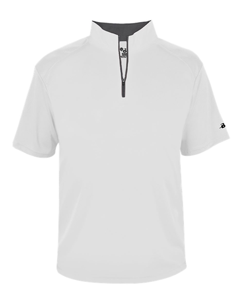 Badger Men's B-Core Short Sleeve Quarter-Zip. 4199 - White/ Graphite