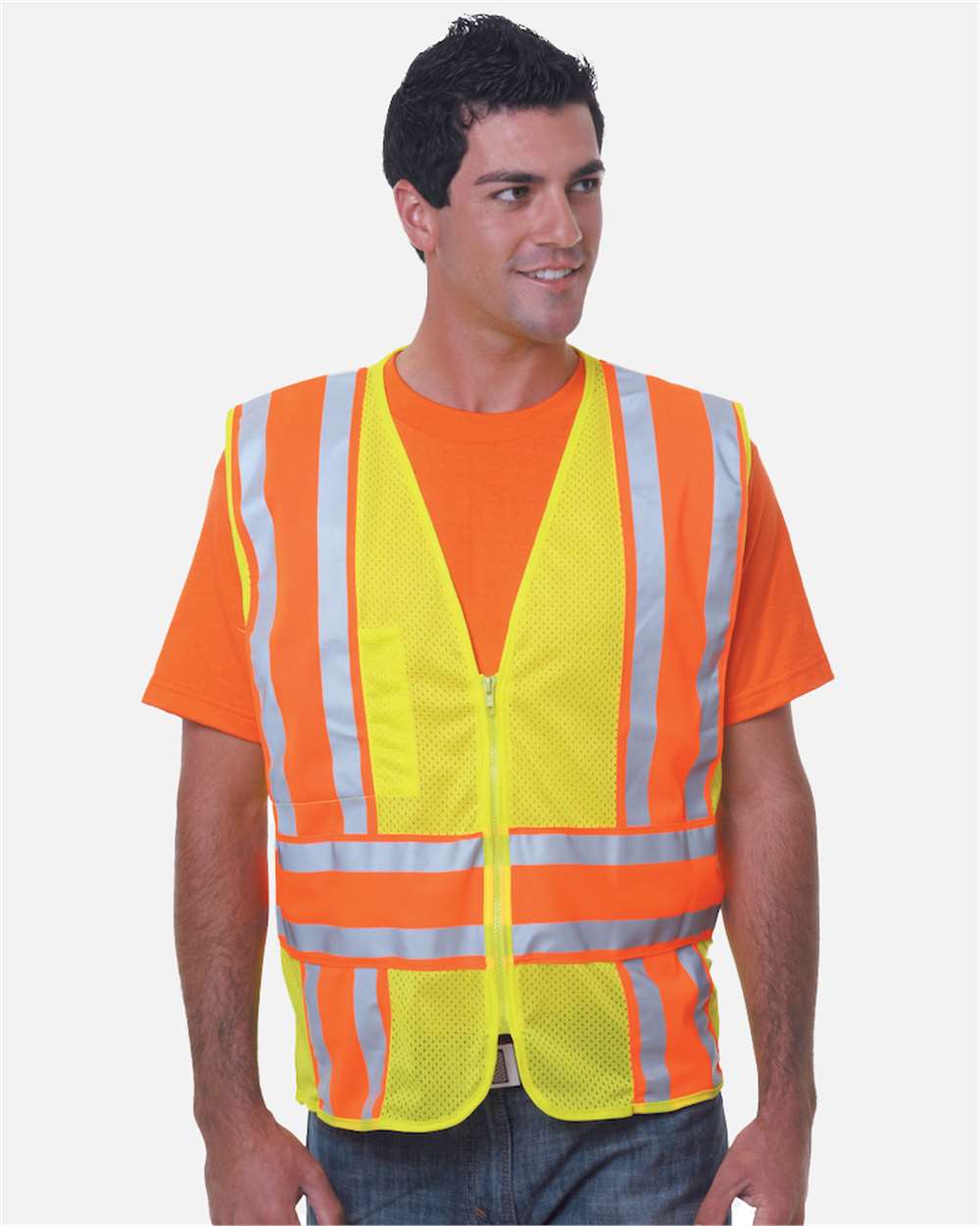 Bayside Unisex USA-Made ANSI Safety Mesh Vest. 3787 - Lime Green