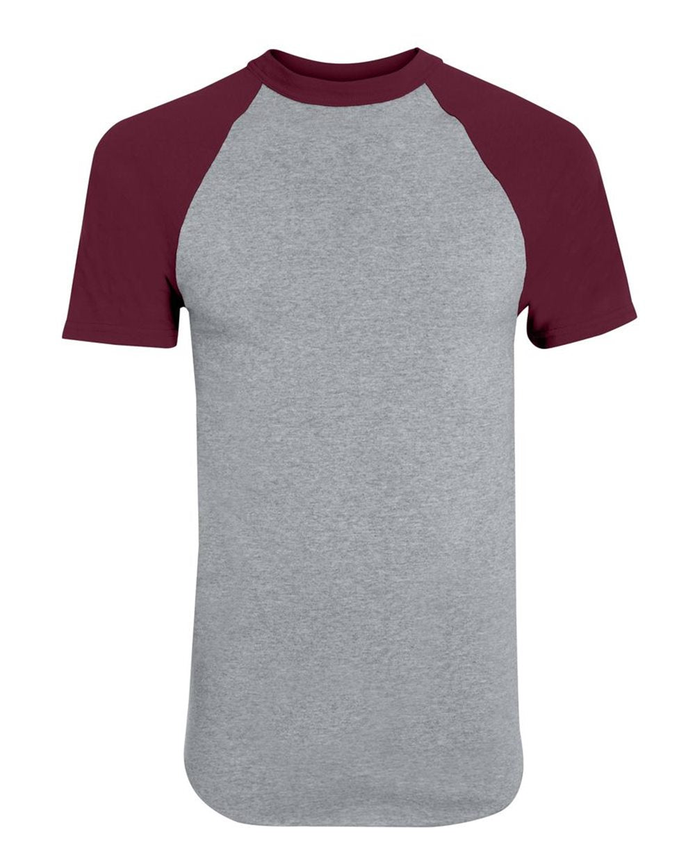 Augusta Sportswear Unisex Raglan Baseball Jersey. 423 - Athletic Heather/ Maroon