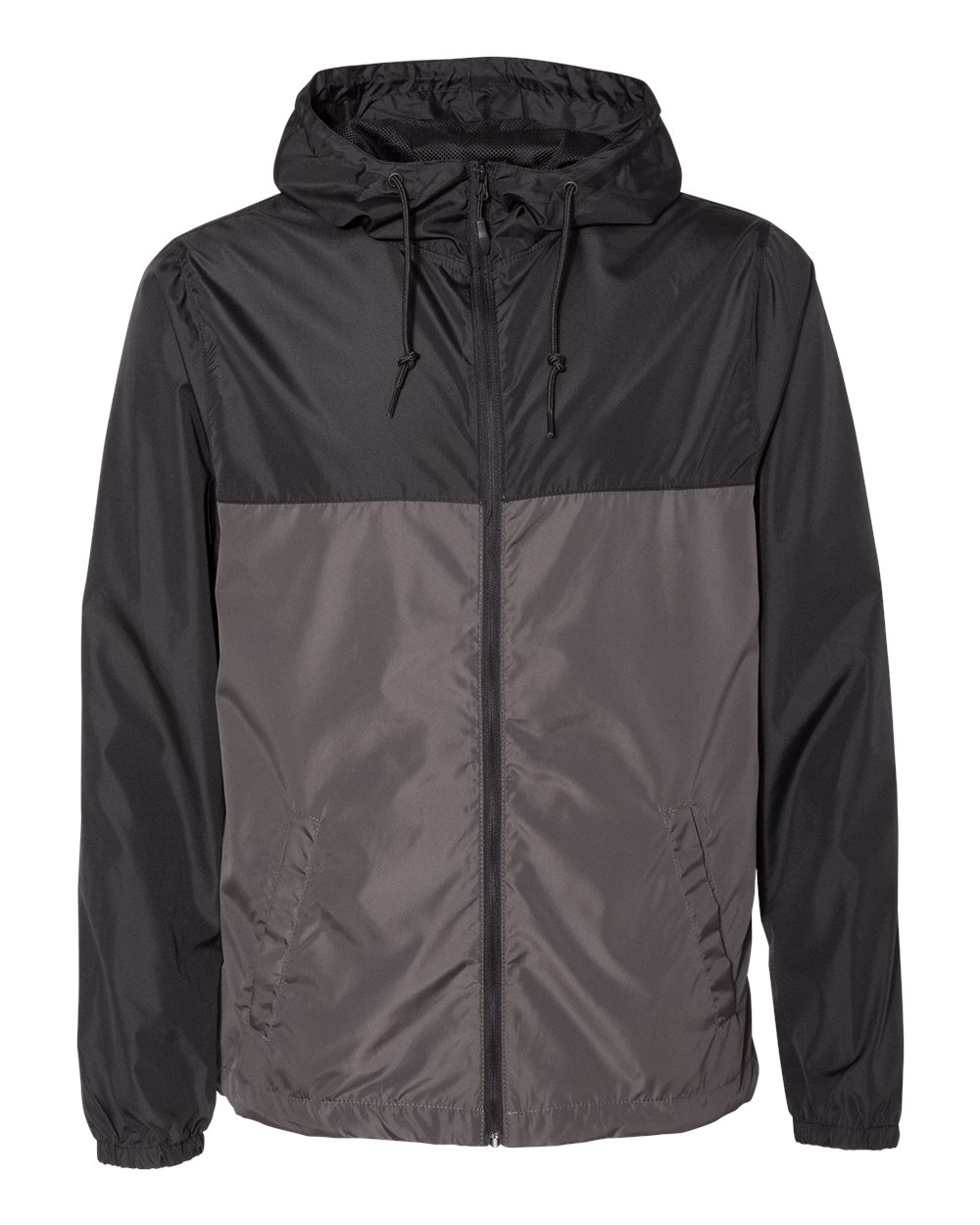 Independent Trading Co. Men's Lightweight Windbreaker Full-Zip Jacket. EXP54LWZ - Black/ Graphite