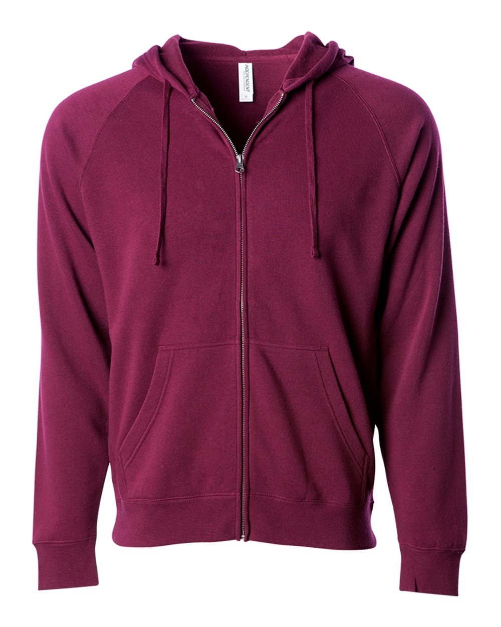 Independent Trading Co. Unisex Special Blend Raglan Full-Zip Hooded Sweatshirt. PRM33SBZ - Maroon