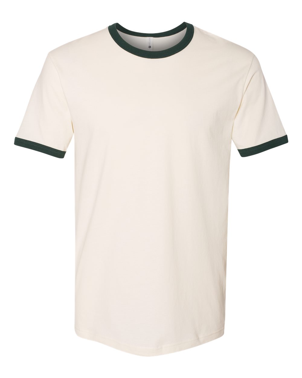 Next Level Unisex Cotton Ringer Tee. 3604 - Natural/ Forest Green