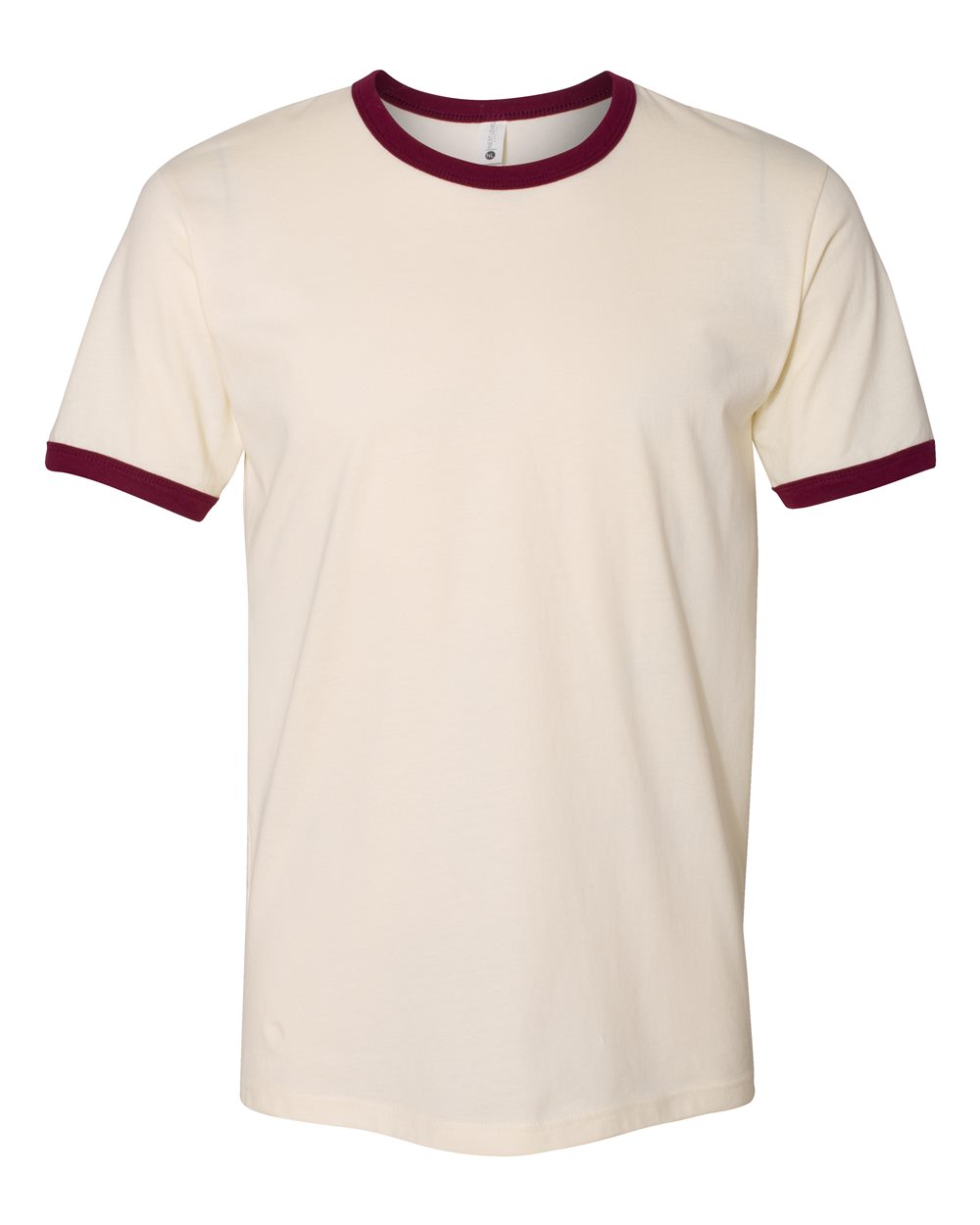 Next Level Unisex Cotton Ringer Tee. 3604 - Natural/ Maroon