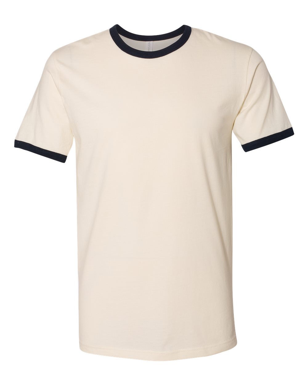 Next Level Unisex Cotton Ringer Tee. 3604 - Natural/ Midnight Navy