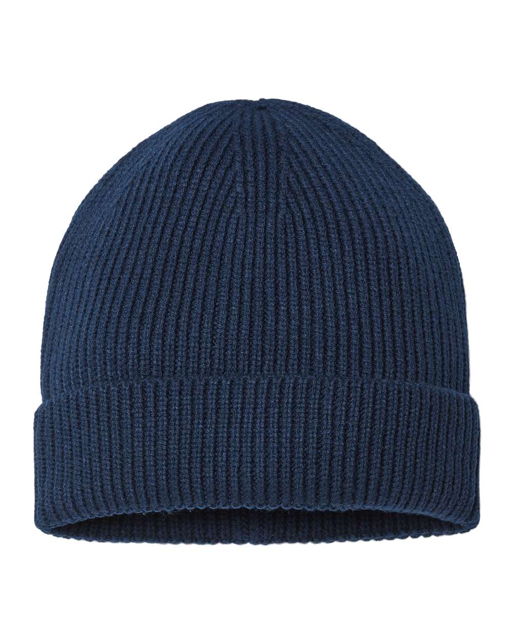 Atlantis Headwear Sustainable Fine Rib Cuffed Beanie. ANDY - Navy