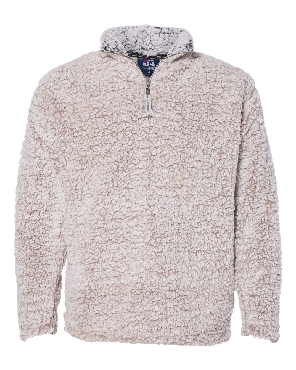J. America Men's Sherpa Quarter-Zip Pullover. 8454 - Oatmeal Heather