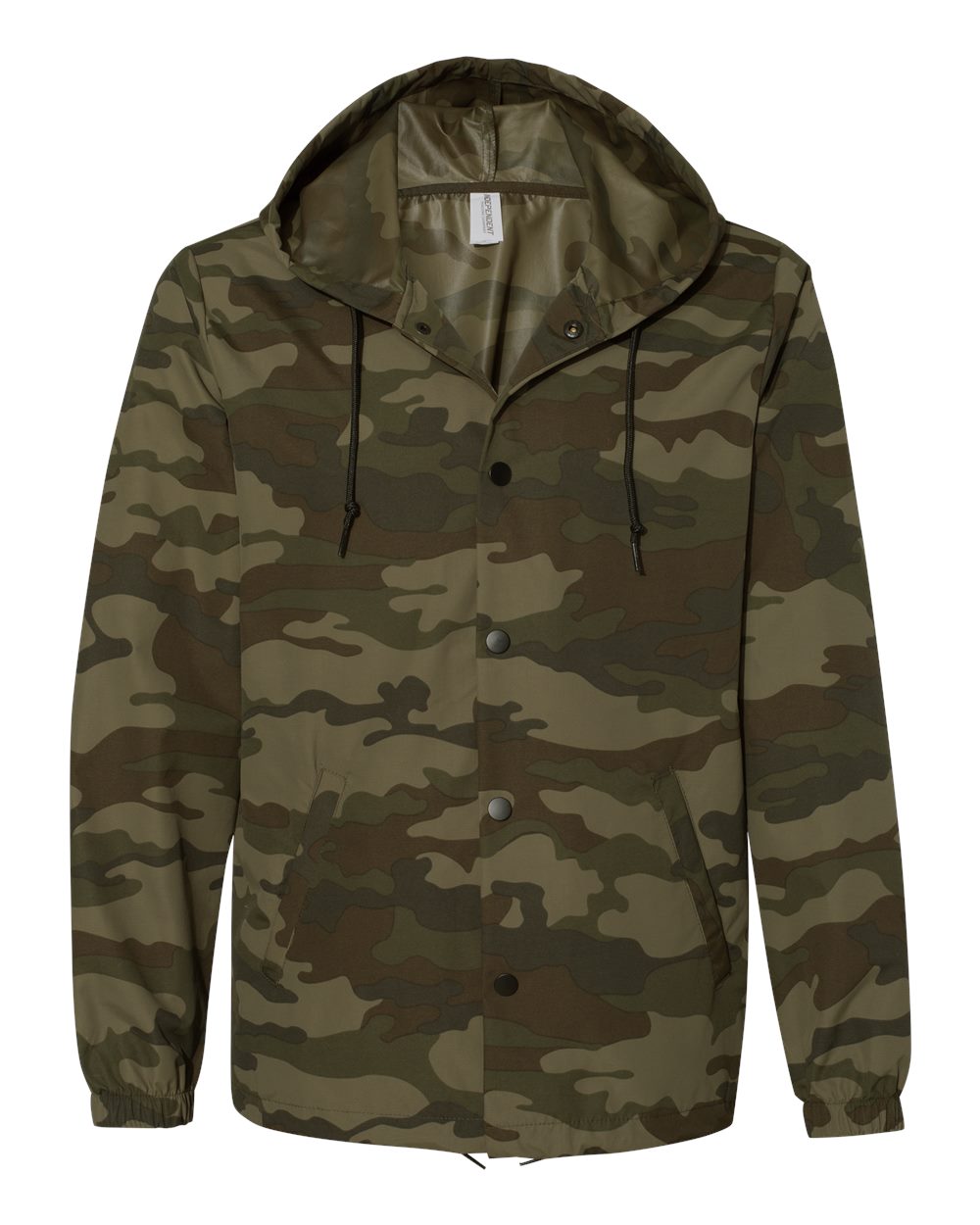 Independent Trading Co. Men's Water-Resistant Hooded Windbreaker. EXP95NB - Forest Camo