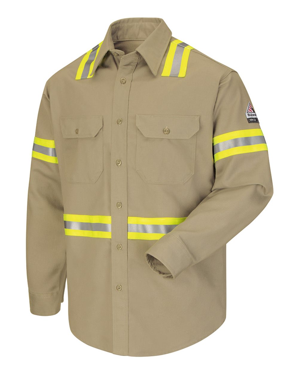 Bulwark Men's Enhanced Visibility Uniform Shirt. SLDT - Khaki