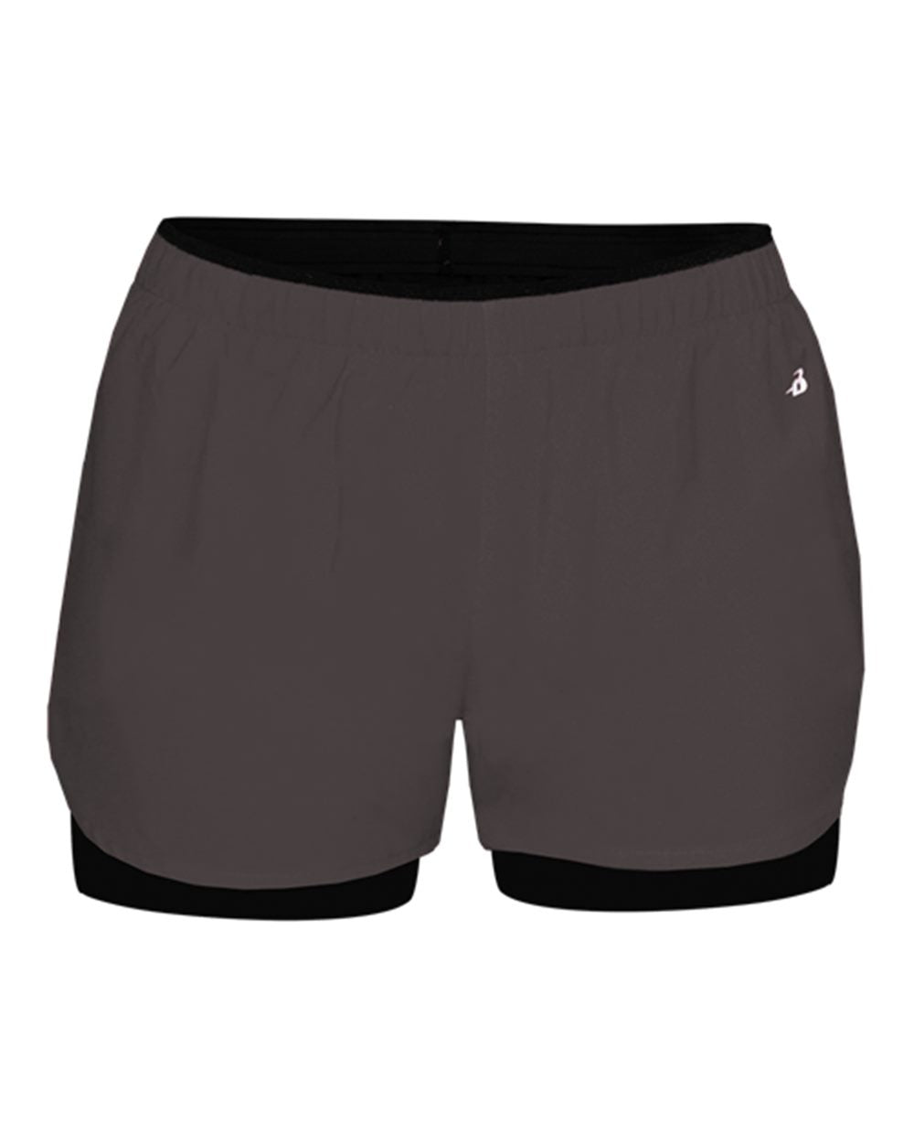 Badger Women's Double Up Shorts. 6150 - Graphite/ Black