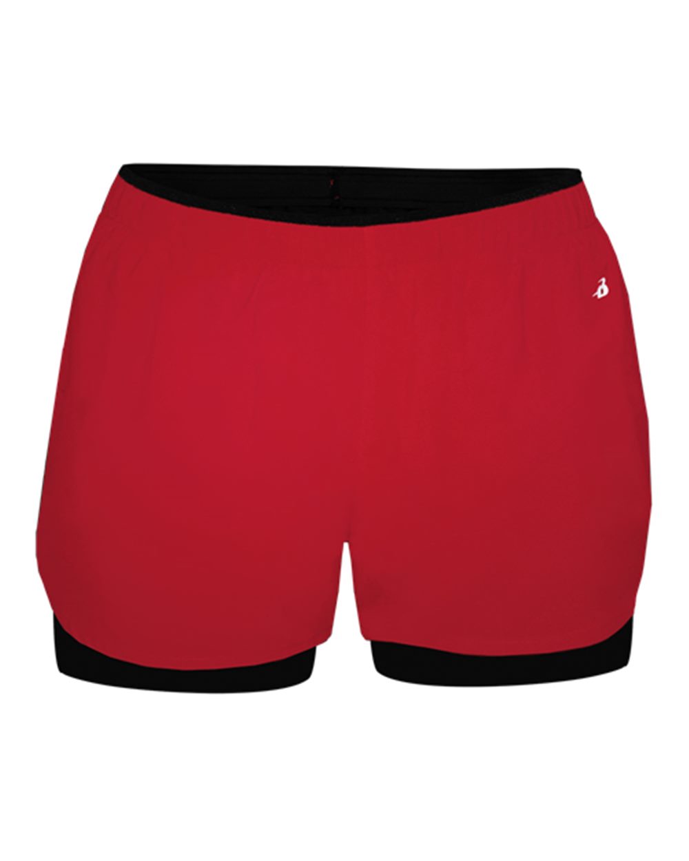 Badger Women's Double Up Shorts. 6150 - Red/ Black