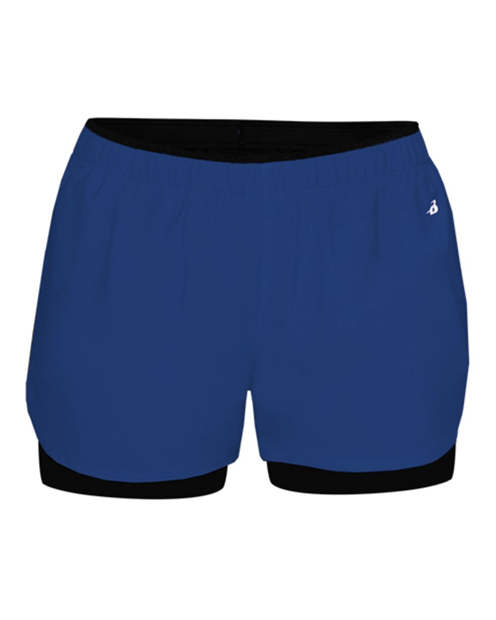 Badger Women's Double Up Shorts. 6150 - Royal/ Black
