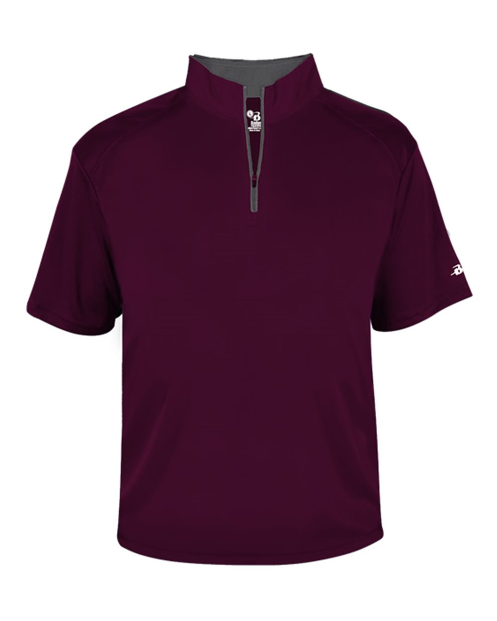 Badger Men's B-Core Short Sleeve Quarter-Zip. 4199 - Maroon/ Graphite