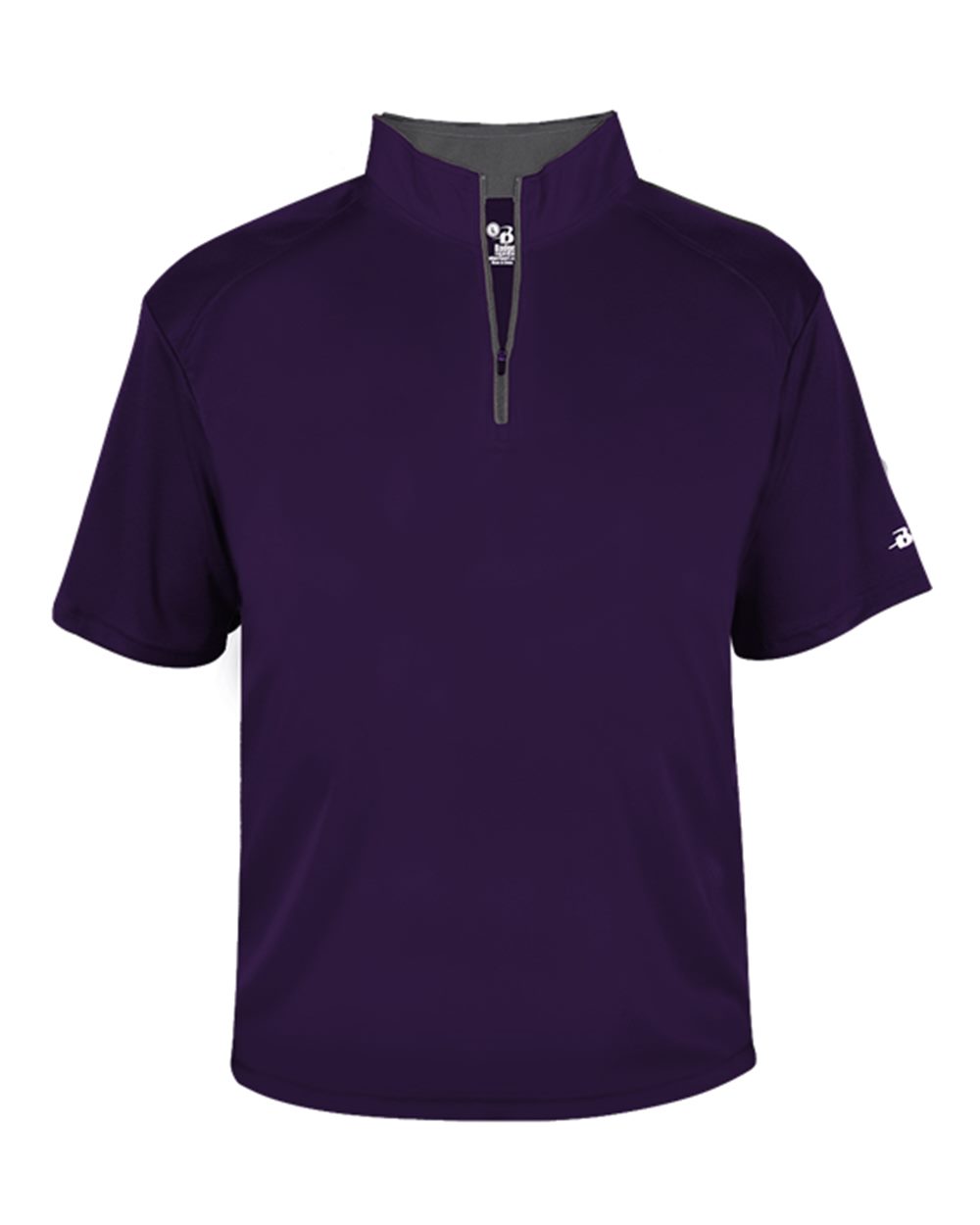 Badger Men's B-Core Short Sleeve Quarter-Zip. 4199 - Purple/ Graphite