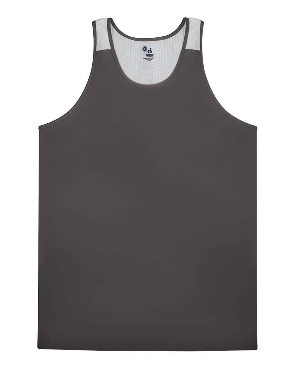 Alleson Athletic Men's Ventback Singlet Tank Top. 8668 - Graphite/ White