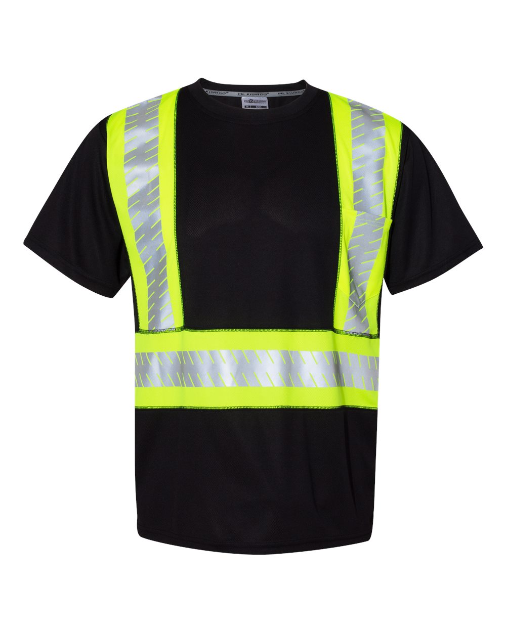 Kishigo Unisex EV Series® Enhanced Visibility Contrast Pocket T-Shirt. B200-204 - Black/ Lime - B200